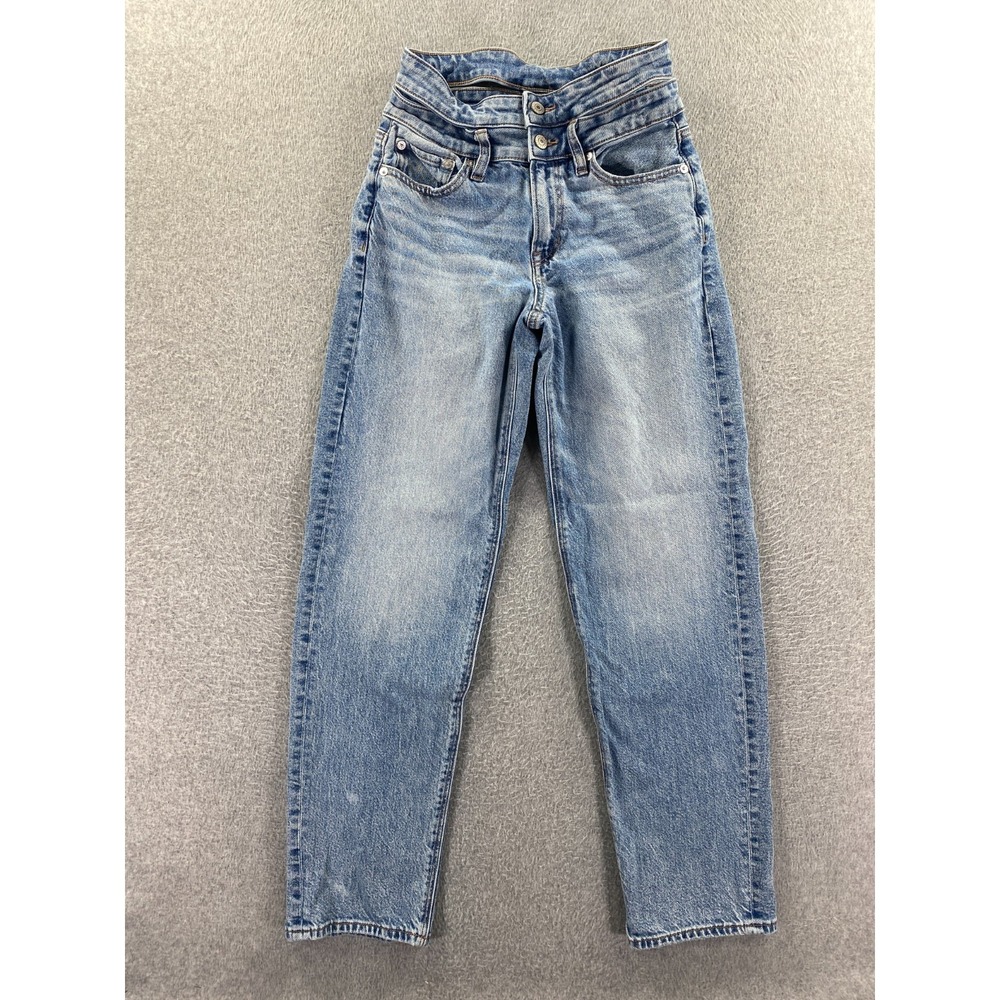 American Eagle Women's Double Waist Super High Rise Baggy‎ Straight 2 Short